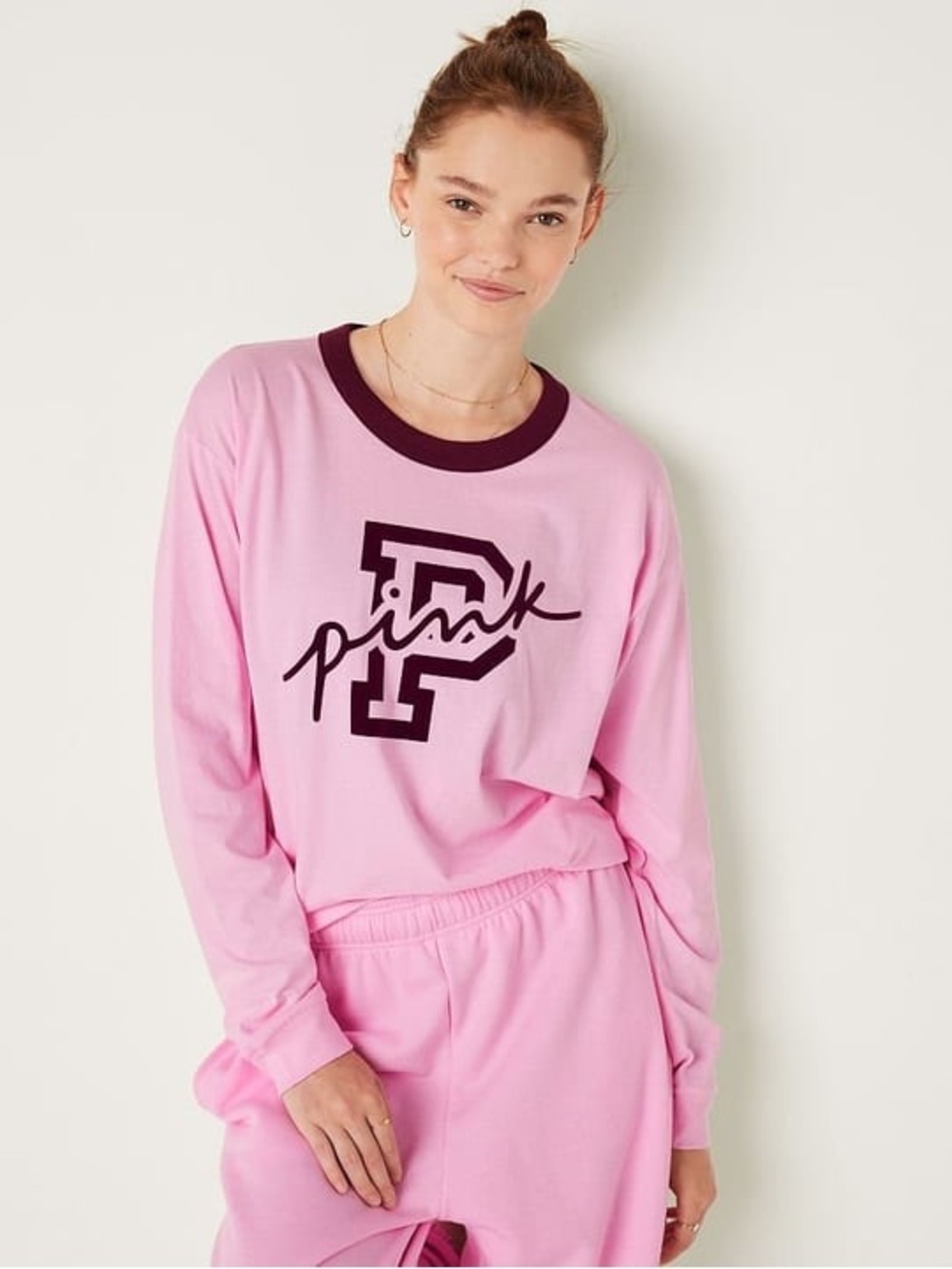 PINK Victoria's Secret Logo Long-Sleeve Lounge Top - PINK Victoria's Secret
